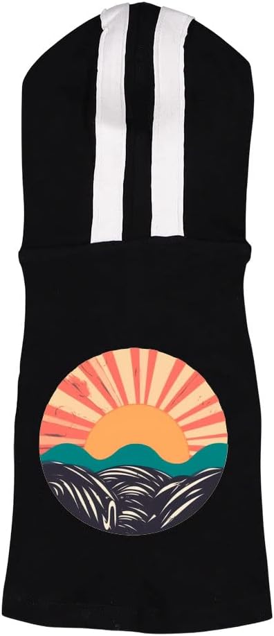 Vintage Sun Dog Shirt with Hoodie - Creative Dog Hoodie - Illustration Dog Clothing - Gray White, L