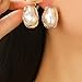 Vintage Big Pearl Statement Gold Stud Earrings for Women Trendy, Dainty Irregular Large Silver Baroque Pearls Earring Unique Prom Party Jewelry Gifts (Gold)
