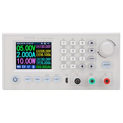 Fuente de alimentación CC ajustable Adaptador regulador de voltaje con pantalla LCD de 2,4 pulgadas con función de almacenamiento de datos para laboratorios y mantenimiento (RD6006-W)