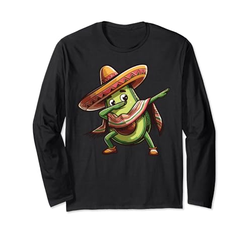 Dab Mexican Avocado Poncho Sombrero Boys Funny Cinco de Mayo Maglia a Manica