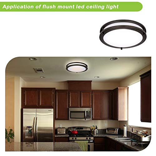 Hykolity 10 Inch Flush Mount Led Ceiling Light Fixture, 17W[120W Equiv] 1100Lm, 3000K/4000K/5000K Adjustable Ceiling Lights, Oil Rubbed Bronze Saturn Dimmable Lighting For Hallway Bathroom - 2 Pack #TOP6