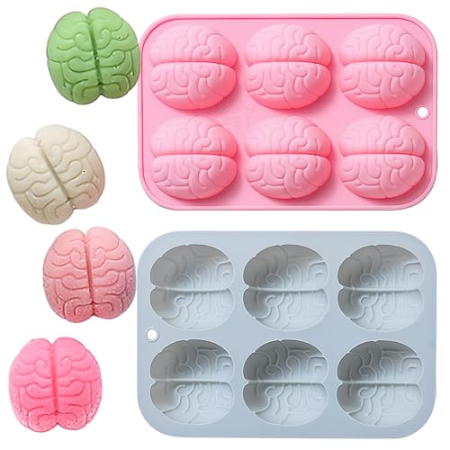 3D Brain Mold, 2 Pack Halloween Fake Brain Silicone Molds