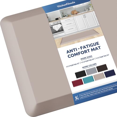 Image of KitchenClouds Kitchen Mat Cushioned Anti Fatigue Kitchen Rug 0.8inch Water Resistant Non Slip Kitchen Rugs and Mats Standing Desk Mat Comfort Floor Mats for Kitchen Sink Office (17.3 inchx39 inch,Khaki)
