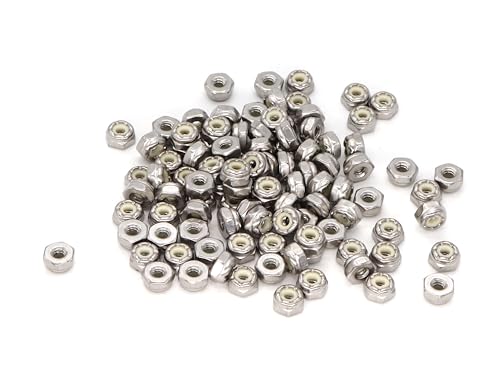 Image of 100pcs 6-32 304 Stainless Steel Nylon Inserted Lock Nut, 18-8#6-32 Nylock Nuts, #6 Nylon Lock Nuts for 3D Printer, Models, Toys