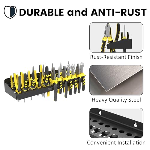 UNITEDPOWER Pliers Holder, Wall Mount Storage Rack Organizer for Workshop, Shed, Garage, Home, Stores up to 12 Pliers or Small Tools