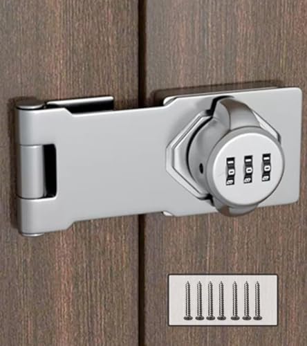 A 'sTool 部屋の鍵 ナンバーロック ドアロック 鍵 盗難防止 ロック ダイヤル式 3桁 ドア 90度 直角 扉 引き戸 自宅 オフィス 室内 後付け セキュリティ (シルバー/フラットタイプ)