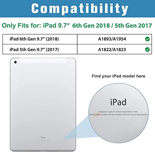 Image of ProCase Smart Case for iPad 9.7 Inch iPad 6th /5th Generation 2018 2017(Model: A1893 A1954 A1822 A1823), Ultra Slim Lightweight Stand Cover with Translucent Frosted Back -Metallic