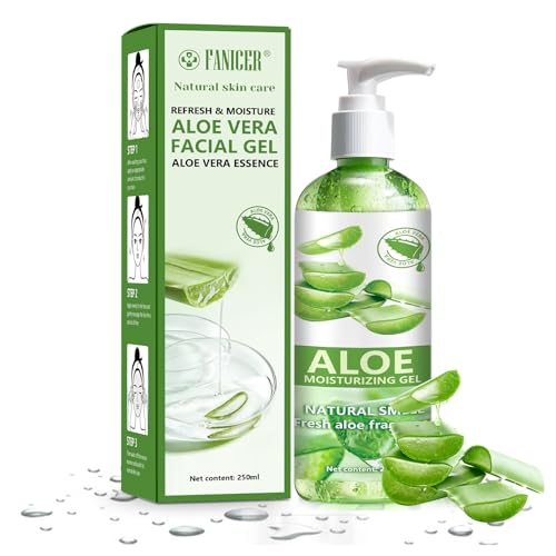 Aloe Vera Gel 250ml,Gel hidratante de aloes,Crema Hidratante de Aloe Vera,Hidratación Facial de Aloes,Aloe Gel is Used for Face and Body, Dry Skin, Moisturizing and Refreshing after Sunburn