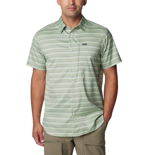 Columbia Men's Silver Ridge Utility Lite Novelty Short Sleeve, Canteen Chambray Stripe, Small