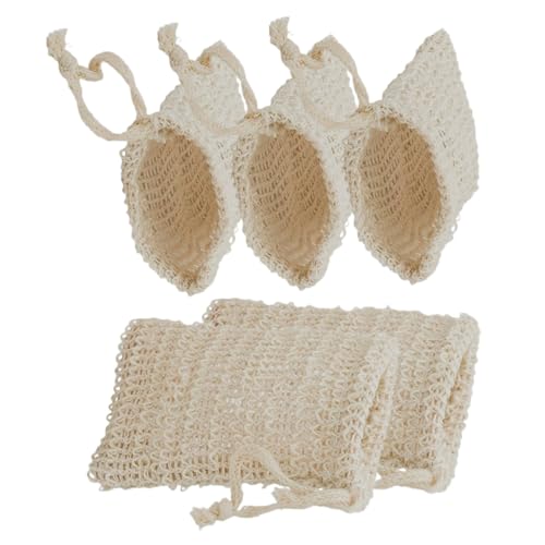 LALADEFIEE 5個 綿素材の点泡立て用ソープポーチ 吊り下げ可能なボディウォッシュクロス兼用洗顔鹸収納袋 肌に優しい角質ケア用バス用品