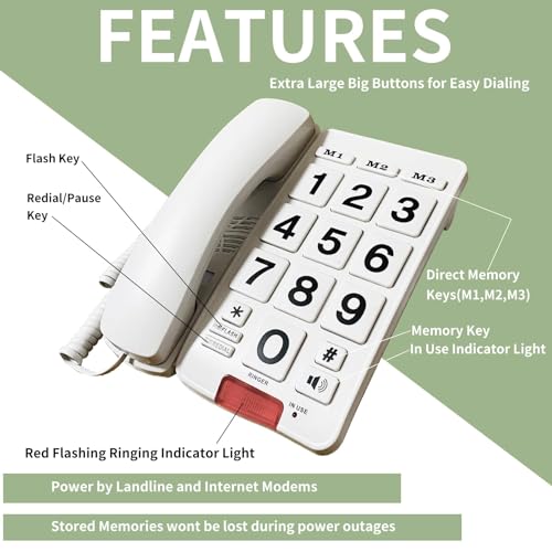 ELECDON-Large-Key-Wired-Telephone-Wired-landline-Phone-Senior-Friendly-Phone-with-Large-Buttons-Visually-and-Hearing-impaired-Senior-Phone-Home-Corded-Telephone