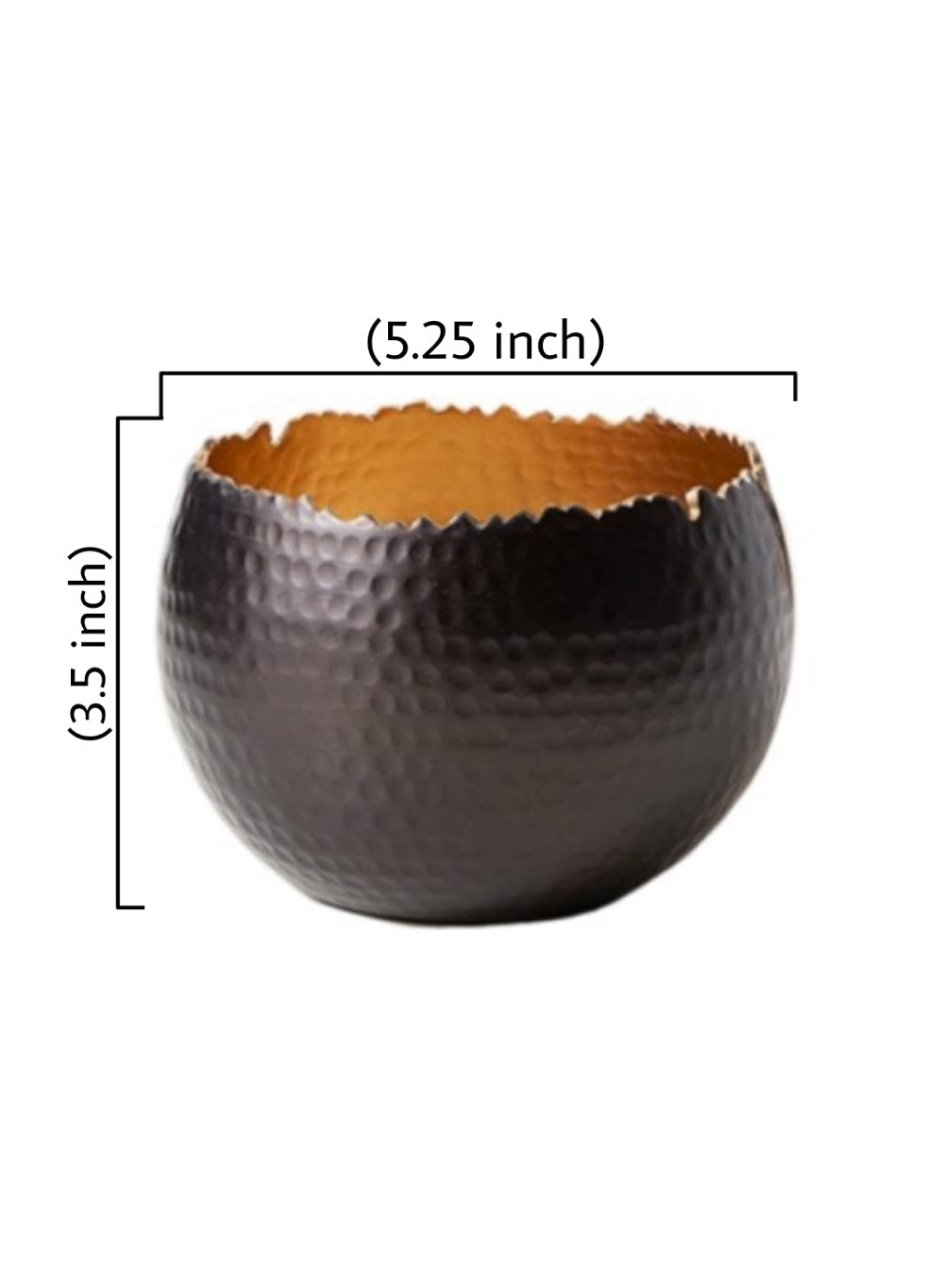 Serene Spaces Living Hammered Iron Finish Decorative Bowl, Round Iron Décor Centerpiece Bowl, Flower Bowl, Succulent Pot, Iron Décor Accent, Measures 5.25