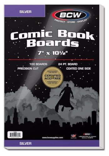 BCW Silver Age Backing Boards - 5 Pack (500 Total) | Certified Acid-Free, 7x10.5 Inches | Protection for Silver and Bronze Age Comics | for Teens & Adults