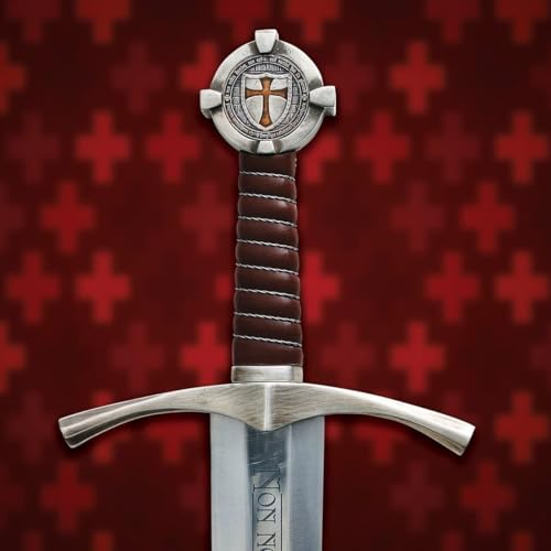 VBM Blades Handmade Medieval The Accolade Sword of The Knights Templar Replica Viking Sword with Scabbard Stainless Steel Blade Decoration Collection Cosplay (Templar) (Medieval)