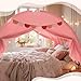 Razee Full Size Bed Canopy for Kids, Girls Bed Tent Dream Privacy Playhouse Floor Sleeping Tents Indoor, Toddler Under Bunk Bed Pink Tent with Pennant Banners, Kid House Toys for Birthday