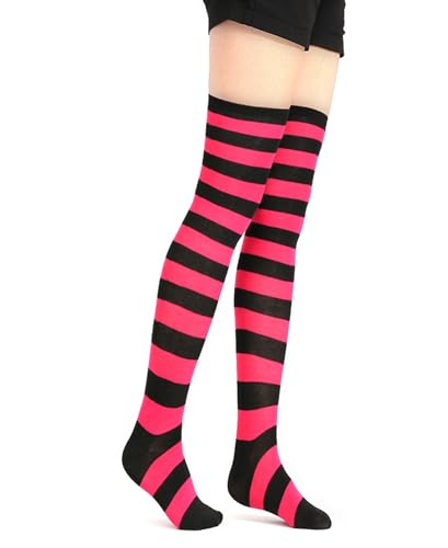 Image of Womens Thigh High Socks Athletic Stripe Cute Colorful Over the Knee High Sock Colorful Long Tube Sock