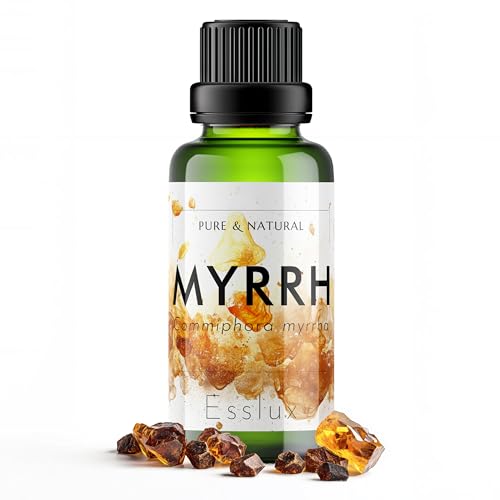 Image of Esslux Myrrh Essential Oil - 100% Pure Natural Myrrh Oil for Skin Care, Aromatherapy & Diffuser | Rich, Earthy Aroma for Relaxation & Meditation - Perfect for Candle & Soap Making - 60 ML