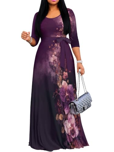 Image of Women's 3 /4 Sleeve Maxi Dress with Pockets