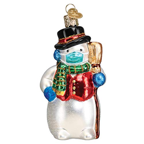 Old World ChristmasOrnaments Snowman with Face Mask Glass Blown Ornaments for Christmas Tree
