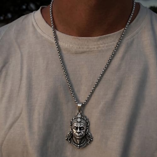 Image of THE MEN THING - Sanatan Divine Symbols Oxidised Pendant Necklace with 24inch Round Box Chain for Men & Boys