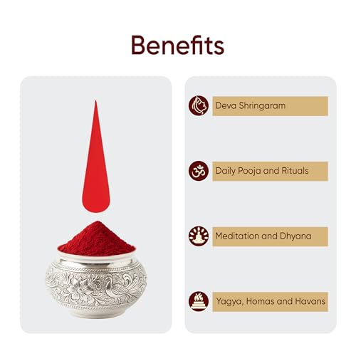 Image of Organic Kumkum Powder | Pure Haldi Kumkum for Pooja & Tilak | Natural, Chemical-Free, Skin-Friendly & Bright Red | Perfect for Daily Worship, Aarti, Festivals & Temple Use