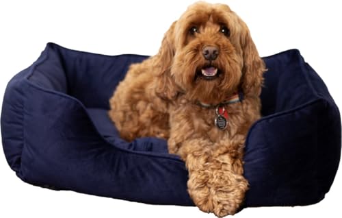 Rosewood Cuccia quadrata in velluto, blu navy, piccola