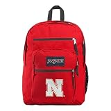 JanSport NCAA Officially Licensed Backpack, Nebraska Cornhuskers, Big Student with Padded 15-Inch Laptop Sleeve, 2 Compartment Computer Bag with Bottle Pocket & Haul Handle, Book Rucksack, Red Tape