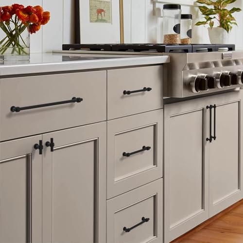 Image of 10 Pack 6.3 inch(160mm) Matte Black Cabinet Pulls Kitchen Cabinet Handles Black Cabinet Hardware Drawer Pulls for Cupboard CK0081
