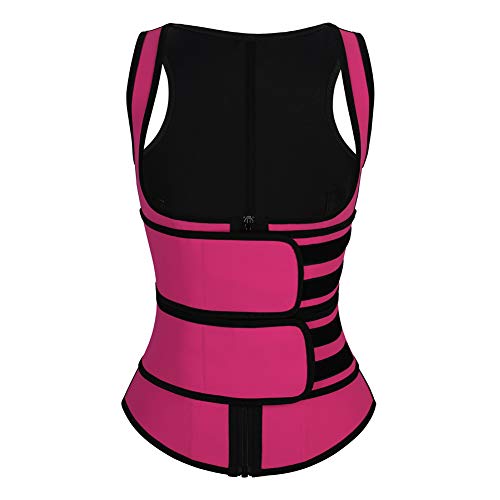 Wonder-Beauty Women's Plus Size Underbust Corset Waist Trainer Cincher Steel Boned Body Shaper Vest with Adjustable Straps Rose Red XL