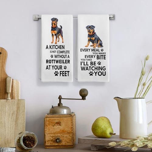 Qeheb Rottweiler Dog Kitchen Towels, Every Meal You Make Decor Kitchen Towels Decorative Set, Rottweiler Dog Lover Gifts Hand Dish Tea Towels for Kitchen 16x24 Inch by Qeheb - Used condition - Image 2