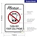 Please Turn Off Your Cell Phone Sign, 10x7 Inches, 4 Mil Vinyl Decal Stickers Weather Resistant, Made in USA