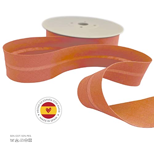 TEXTEX = 30mm Wide Bias Binding Tape. 50% Cotton and 50% Polyester. 10m Piece - (Coral) - Image 4