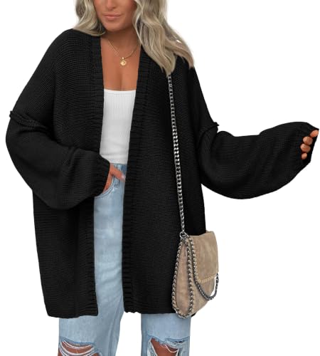 Image of BTFBM Casual Cardigan Sweater for Women Fall 2026 Long Sleeve Sweaters | Fall Outfits, Loose Fit,Solid,Open Front Chunky Knit Sweaters,Chunky Cardigan Sweaters For Women,Checkered Outwear Coat