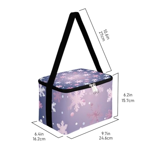 GzLeyigou Lunch Bags for Women Men 9 Cans,Glitter Snowflake Xmas Hot & Cold Food Delivery Bag Insulated Grocery Bag Insulated Lunch Box Cooler Bag for Office Work Picnic Beach