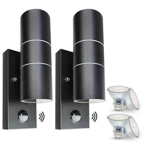 Wondlumi Außenlampe mit Bewegungsmelder Anthrazit LED Up und Down...