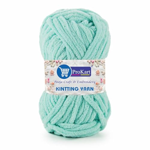 Image of ProKart Premium Blankie Wool, Plush & Cuddly, Chenille Yarn Supersoft Hand Knitting Wool Ball | Blanket Thick /Mottu Yarn Ball Suitable for Hand Knitting and Crocheting for Baby, Adult, Sweaters, caps, Throws, Home Furnishing, Scarves, Blankets (Fast Colour, 100gms x 4 Pack)