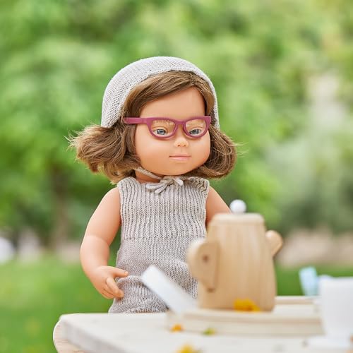Image of Miniland Doll 15'' Caucasian Girl with Down Syndrome with Glasses (Box) - Made in Spain, Anatomically Correct, Quality, Toty