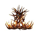 6+3 Head 9+3 Head 9+6 Head 9+9 Head Candle Antler Chandelier American Retro Resin Deer Horn Lamps Home Decoration Lighting E12 UL Listed (9+9Heads)