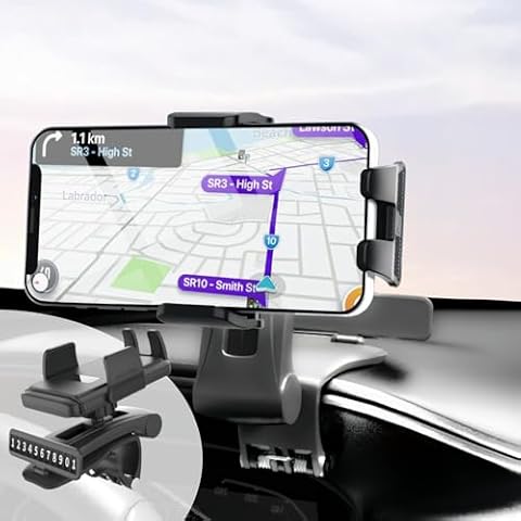 DMJWAN Car Phone Holder 360 Degree Rotatable - Dashboard Mobile Phone Holder Car Clip Holder Car Phone Mount Suitable for 4 to 7 inch Smartphones Cover