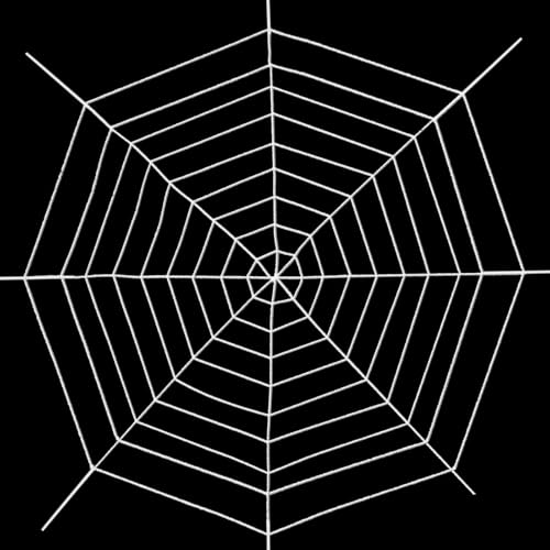 12 FT 9-Ring Spider Web Halloween Decorations Giant Rope Fake Spider Web for Scary Haunted House Outdoor Yard Porch Wall and Spooky Trick-or-Treat Hanging Party Decor (White)
