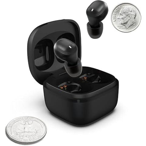 Coby Mini True Wireless Earbuds, Lightweight in-Ear Headphones, Case | Smallest Wireless Ear Buds, Built-in Mic | Mini Earbuds Wireless Bluetooth Headphones, 12-HR Play (Black) Cover