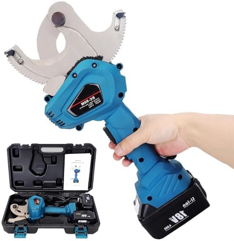 Battery Operated Hydraulic Cable Cutter, Ratchet Electric Wire Cutting Tool for Cu/Al Armored Cable, 75M Copper Cable Scissors, Heavy-Duty Wire Cutter