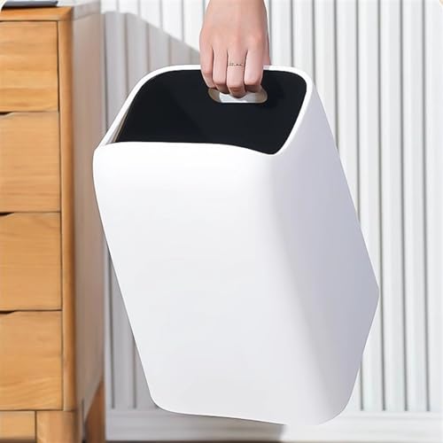 Caneca de basura y reciclaje moderna de plástico blanca 10 L miniatura 4