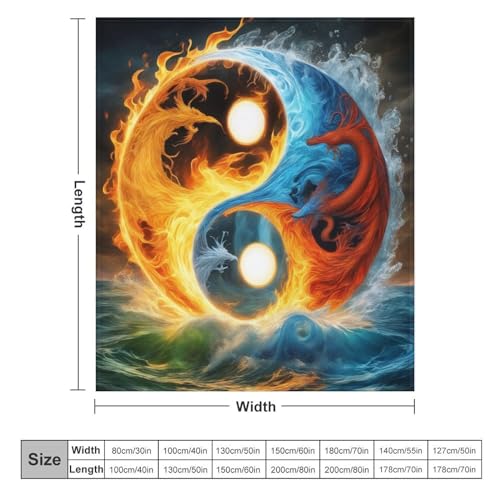Couverture Yin Yang chaude lavable en machine, plaid flanelle douce 180x200cm - 6