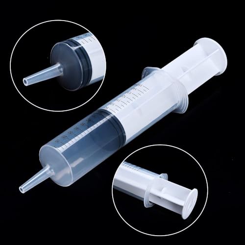 3 Pack 150ml Syringes with 55.1-Inch Tubes, Large Plastic Syringe for Scientific Labs Experiments, Nutrient Measuring, Watering, Refilling