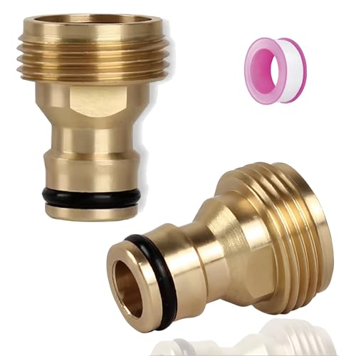 3/4 inch Male Hose Tap Connector, Water Pipe Fitting，Garden Tap Connector, 3/4 BSP Male Watering Fittings for Threaded Faucet Adapter 2 Pack
