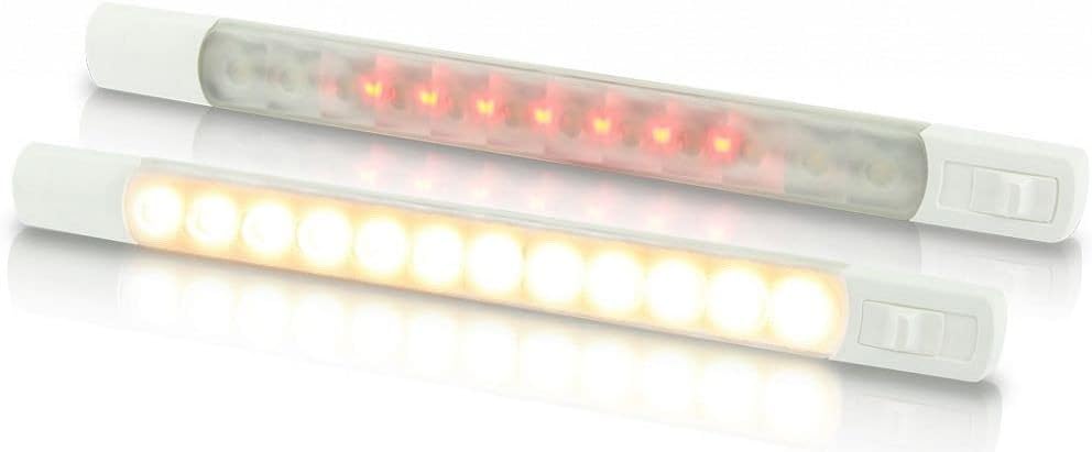 Marine Surface Strip Light w/Switch - Warm White/Red LEDs - 12V