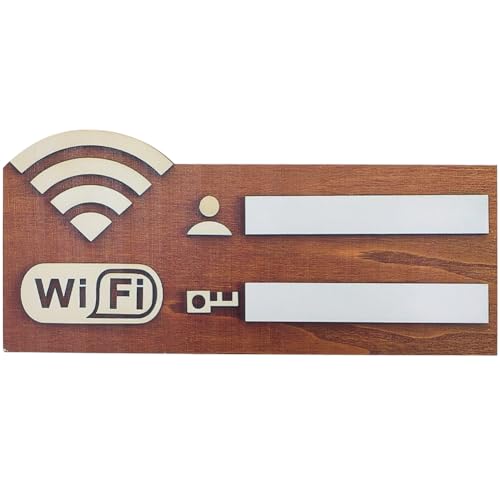 GORGECRAFT Tablero de Madera con Señal WiFi Letrero de Contraseña de Red Inalámbrica Reutilizable Borrable con Marco de Acceso WiFi de Pared Pantalla de Contraseña de Internet Supermercado Restaurante