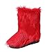 Bottes de neige d'hiver pour femme - Chaudes et épaisses - Fourrure chaude, Rouge, XXL