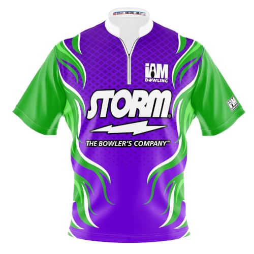 Logo Infusion I AM Bowling Jersey Short Sleeve Sash Collar 2177-ST Made in USA Storm (US, Alpha, 4X-Large, Regular, Regular)